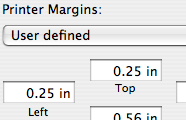 Screenshot of the Printer Margins Dialogue